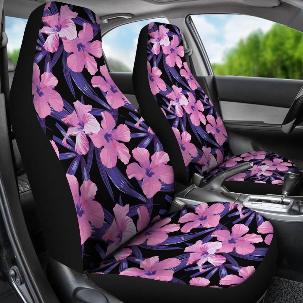Hibiscus Floral Tropical Hawaiian Flower Palm Leaves Pattern Print Universal Fit Car Seat Cover-grizzshop