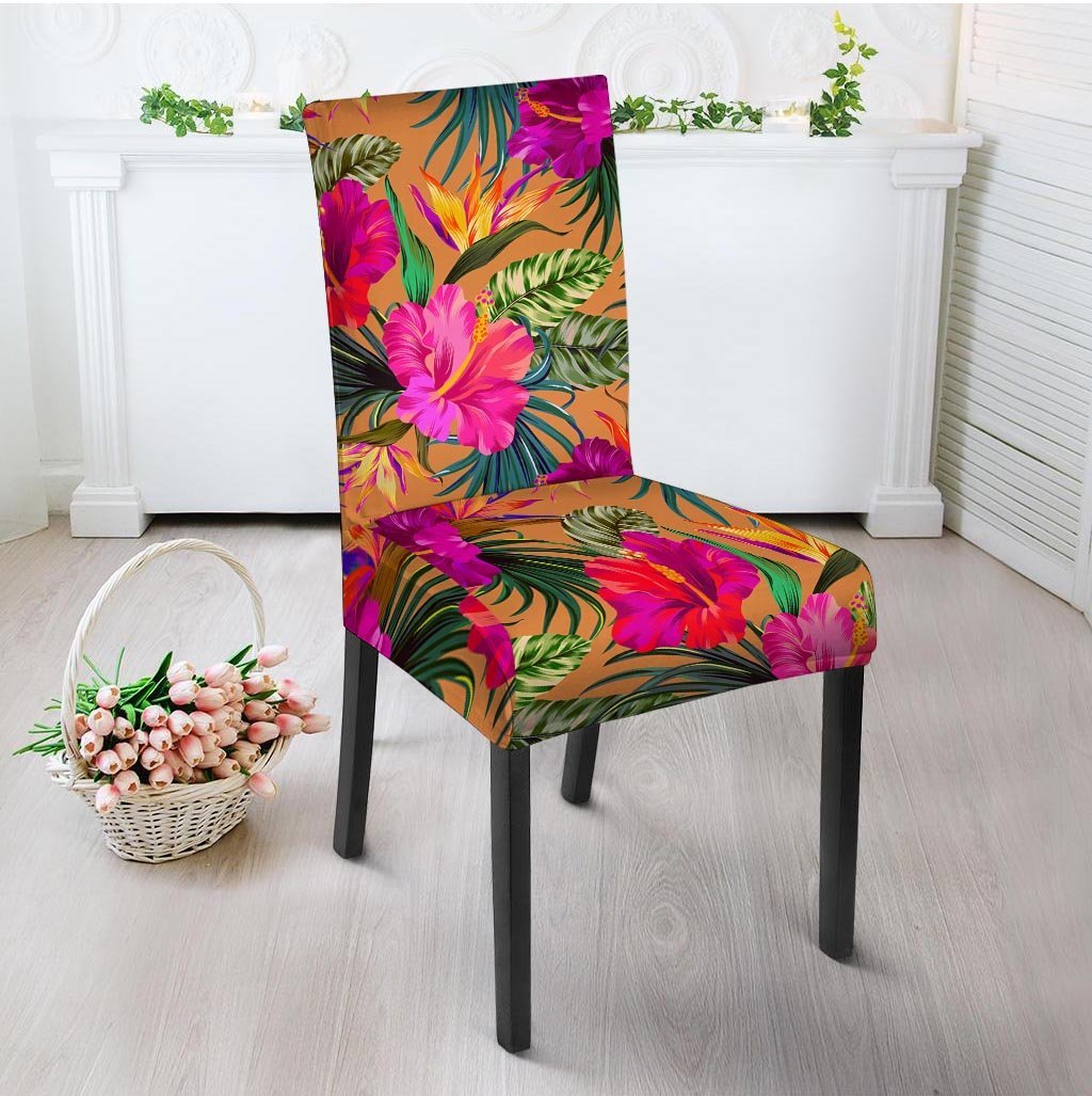 Hibiscus Flower Hawaiian Yellow Print Chair Cover-grizzshop