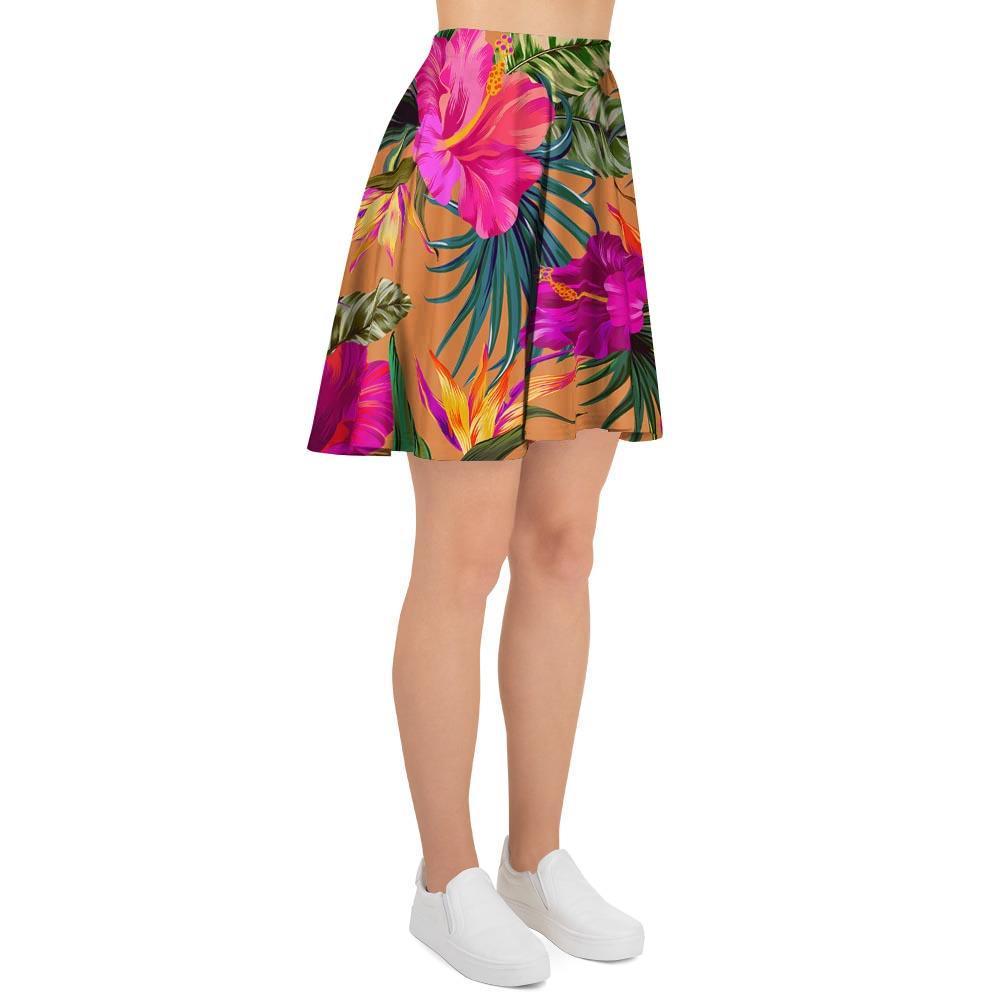 Hibiscus Flower Hawaiian Yellow Print Women's Skirt-grizzshop