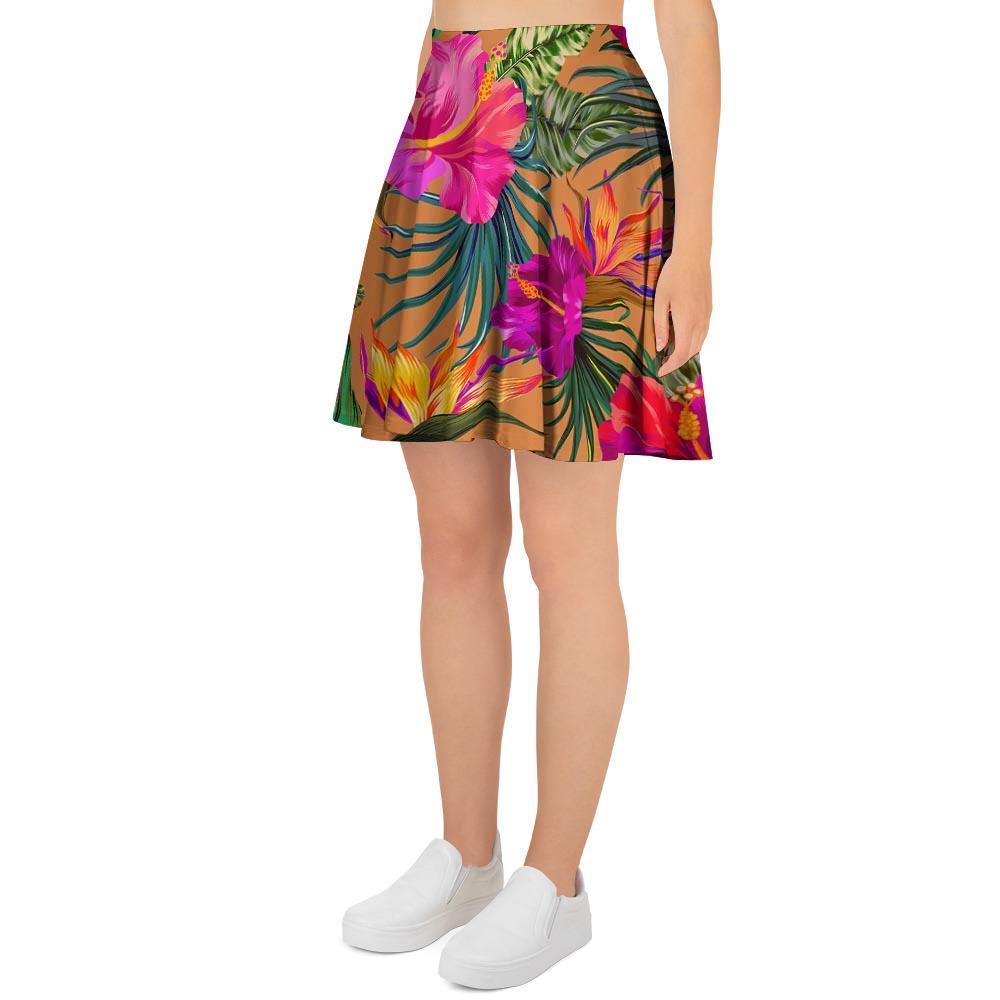 Hibiscus Flower Hawaiian Yellow Print Women's Skirt-grizzshop
