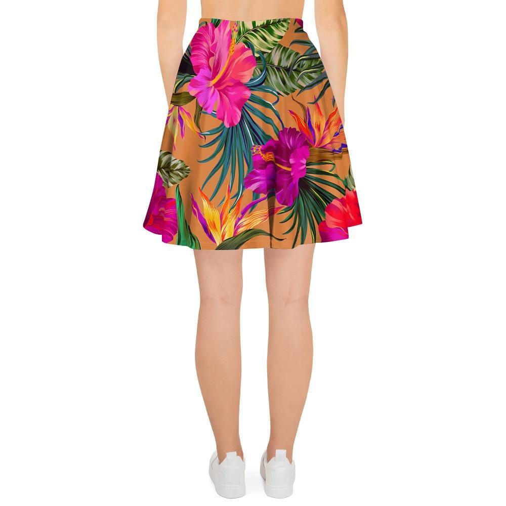 Hibiscus Flower Hawaiian Yellow Print Women's Skirt-grizzshop