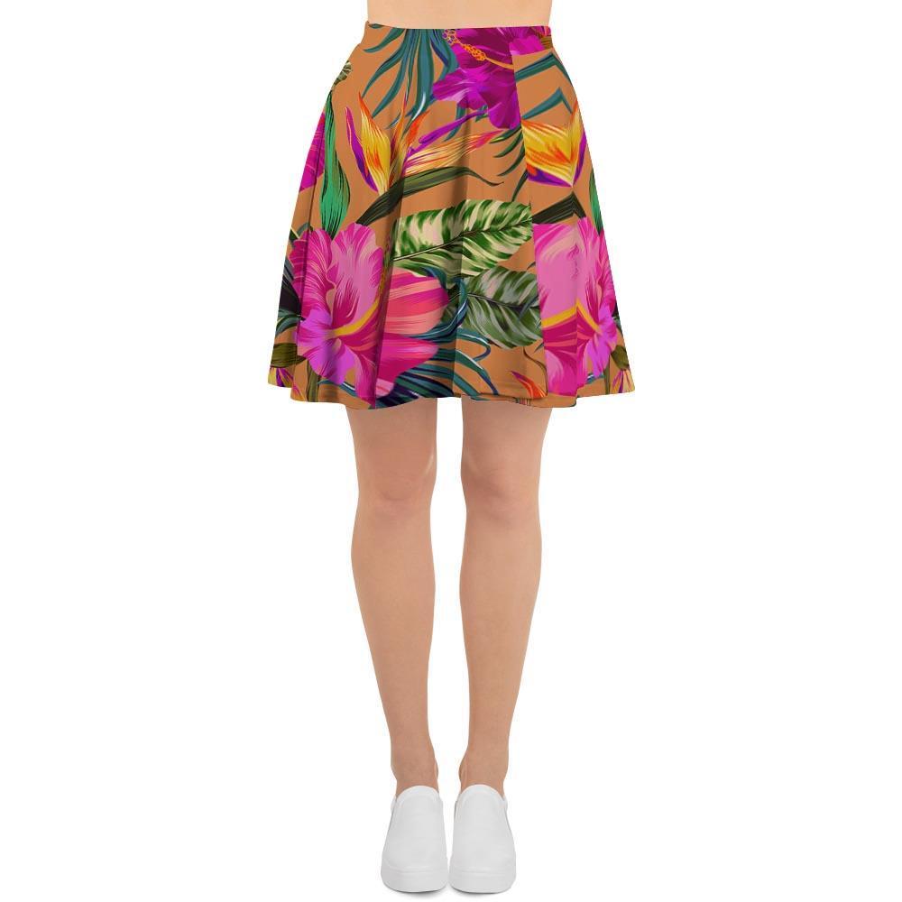 Hibiscus Flower Hawaiian Yellow Print Women's Skirt-grizzshop