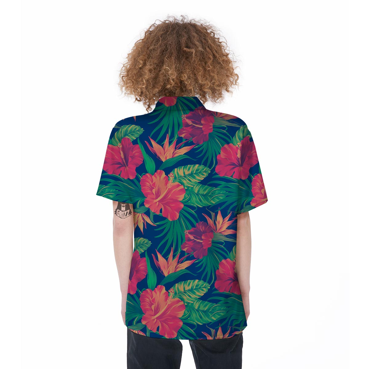 Hibiscus Hawaiian Flower Print Women's Short Sleeve Shirts-grizzshop