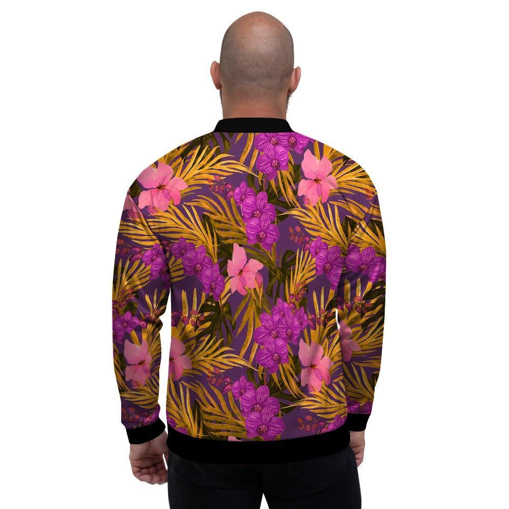 Hibiscus Watercolor Flower Hawaiian Print Men's Bomber Jacket-grizzshop