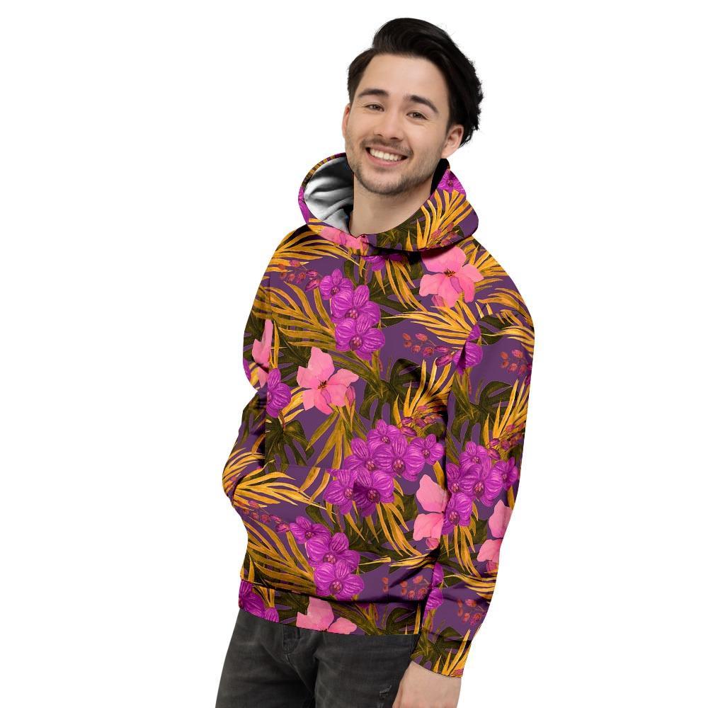 Hibiscus Watercolor Flower Hawaiian Print Men's Hoodie-grizzshop