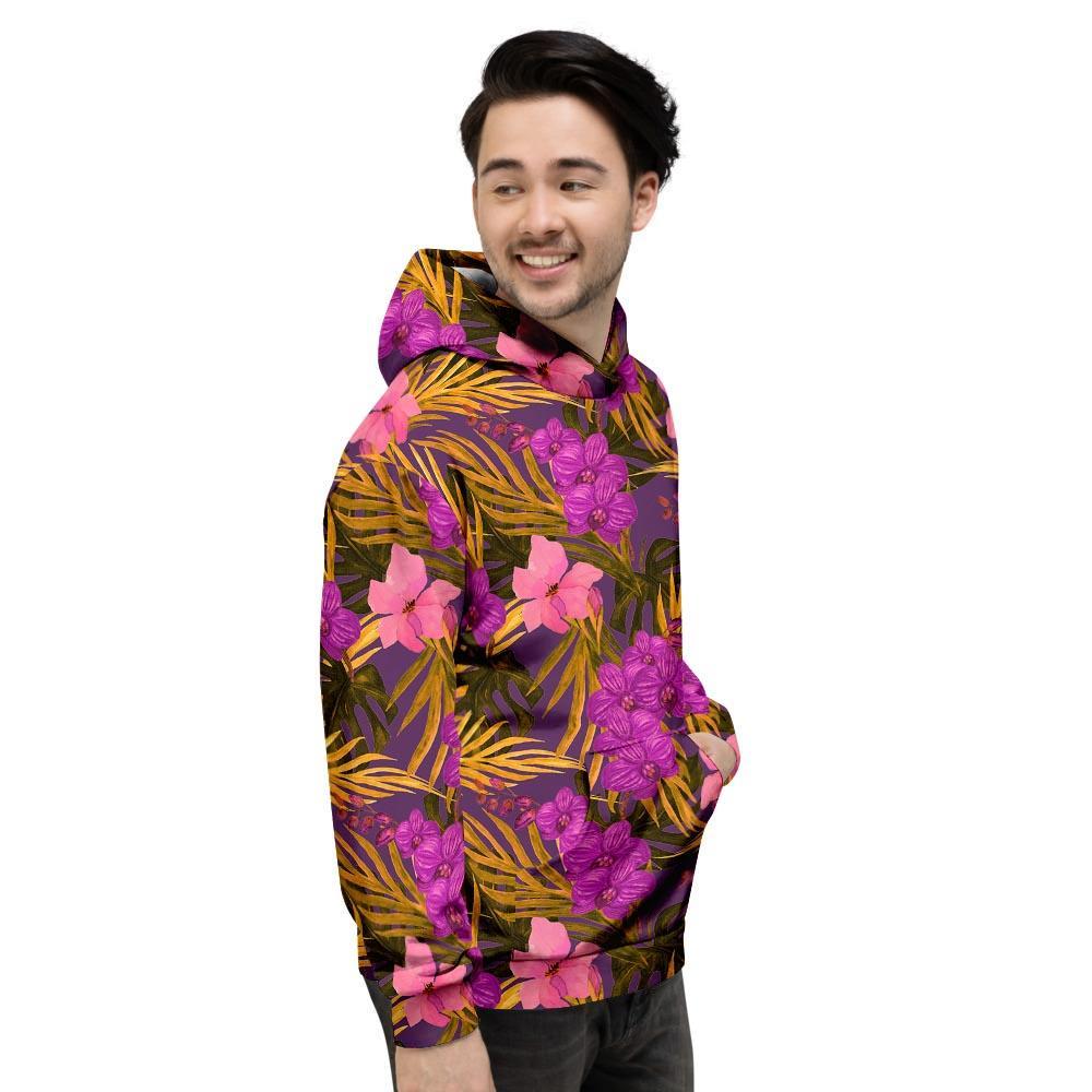 Hibiscus Watercolor Flower Hawaiian Print Men's Hoodie-grizzshop