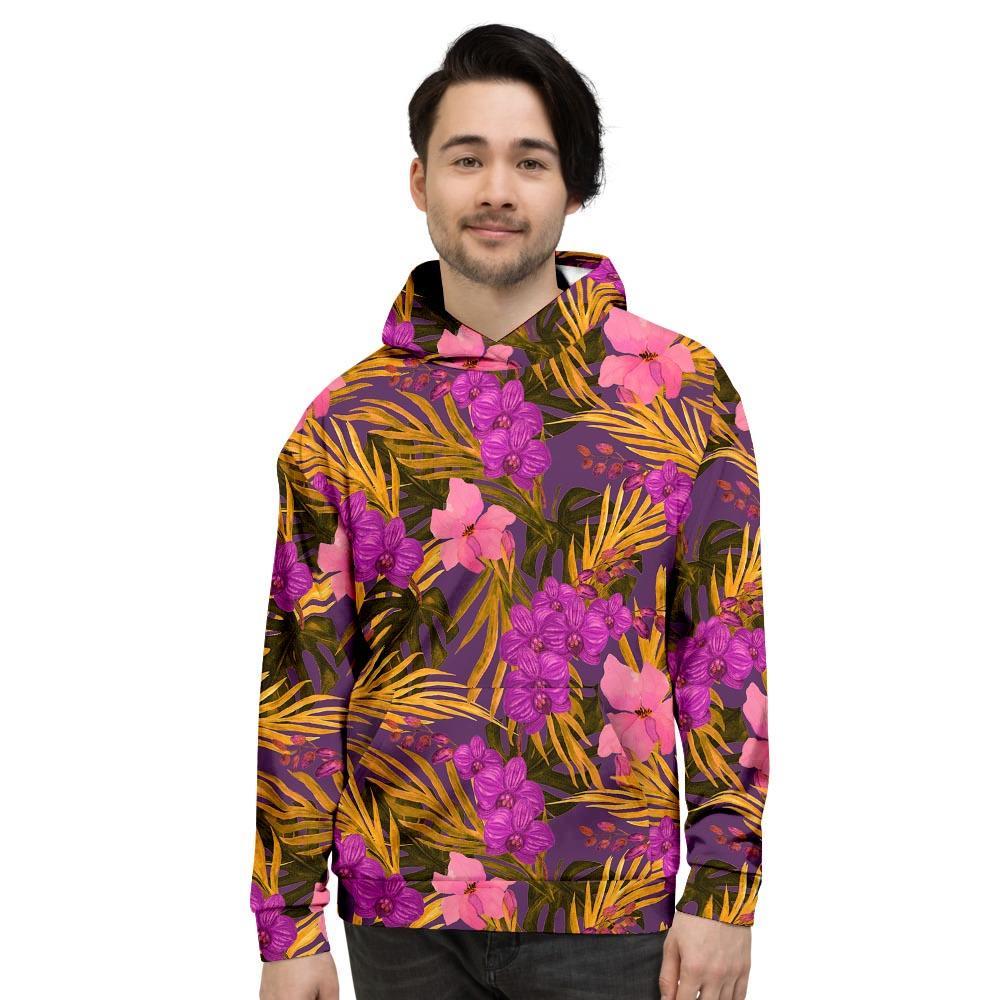 Hibiscus Watercolor Flower Hawaiian Print Men's Hoodie-grizzshop
