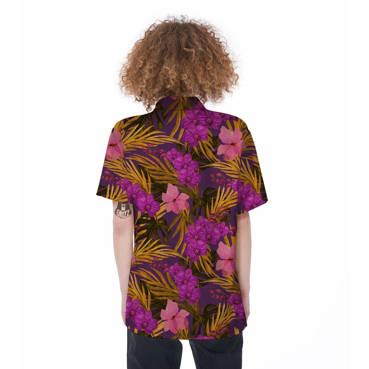 Hibiscus Watercolor Flower Hawaiian Print Women's Short Sleeve Shirts-grizzshop