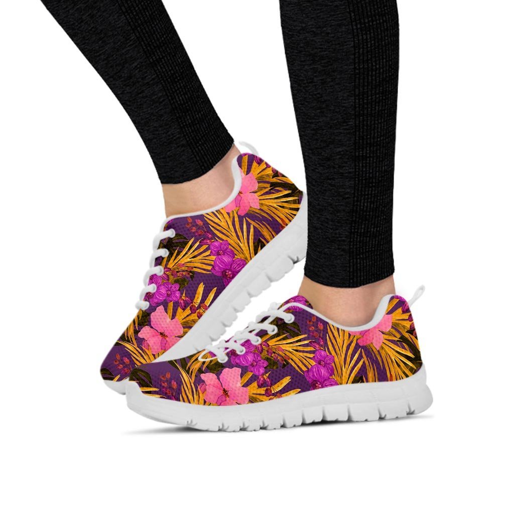 Hibiscus Watercolor Flower Hawaiian Print Women's Sneakers-grizzshop