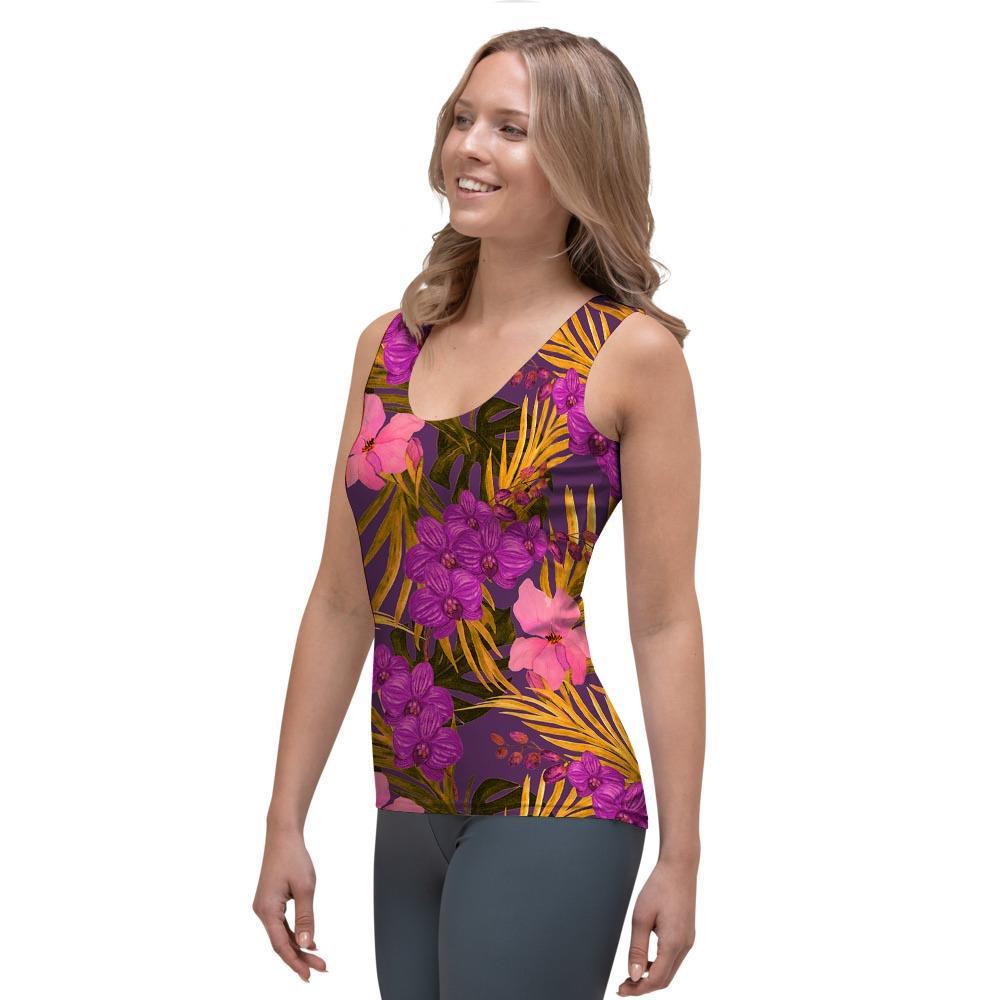 Hibiscus Watercolor Flower Hawaiian Print Women's Tank Top-grizzshop