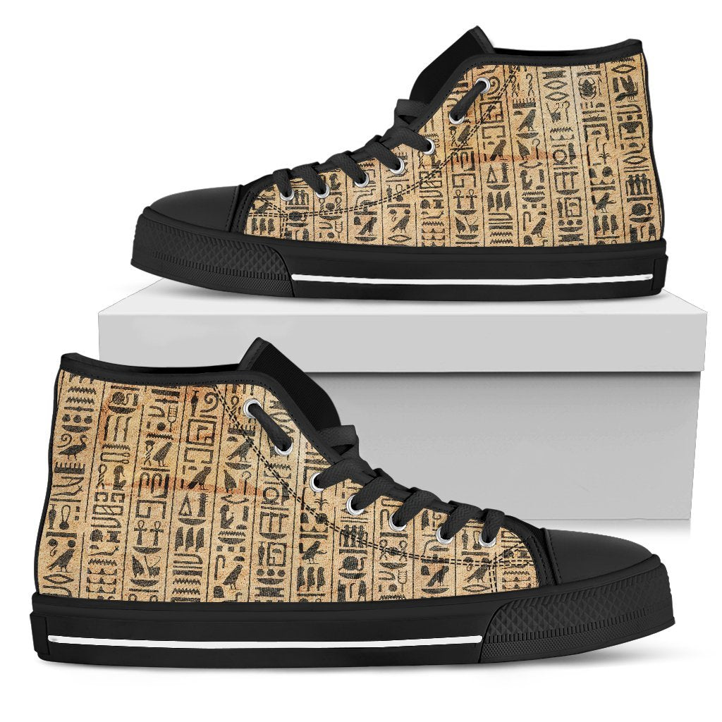 Hieroglyphics African Pattern Women's Classic High Top Canvas Shoes-grizzshop