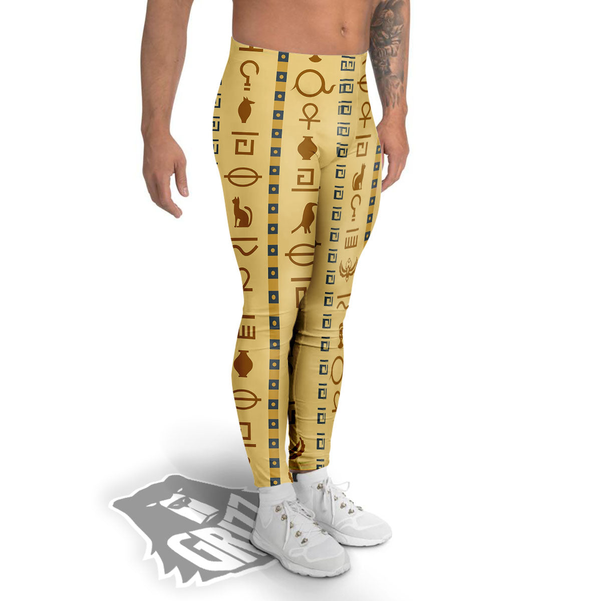 Hieroglyphs Ancient Egyptian Print Men's Leggings-grizzshop