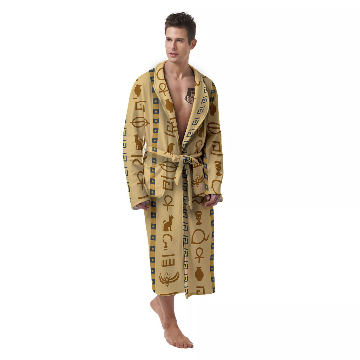 Hieroglyphs Ancient Egyptian Print Men's Robe-grizzshop