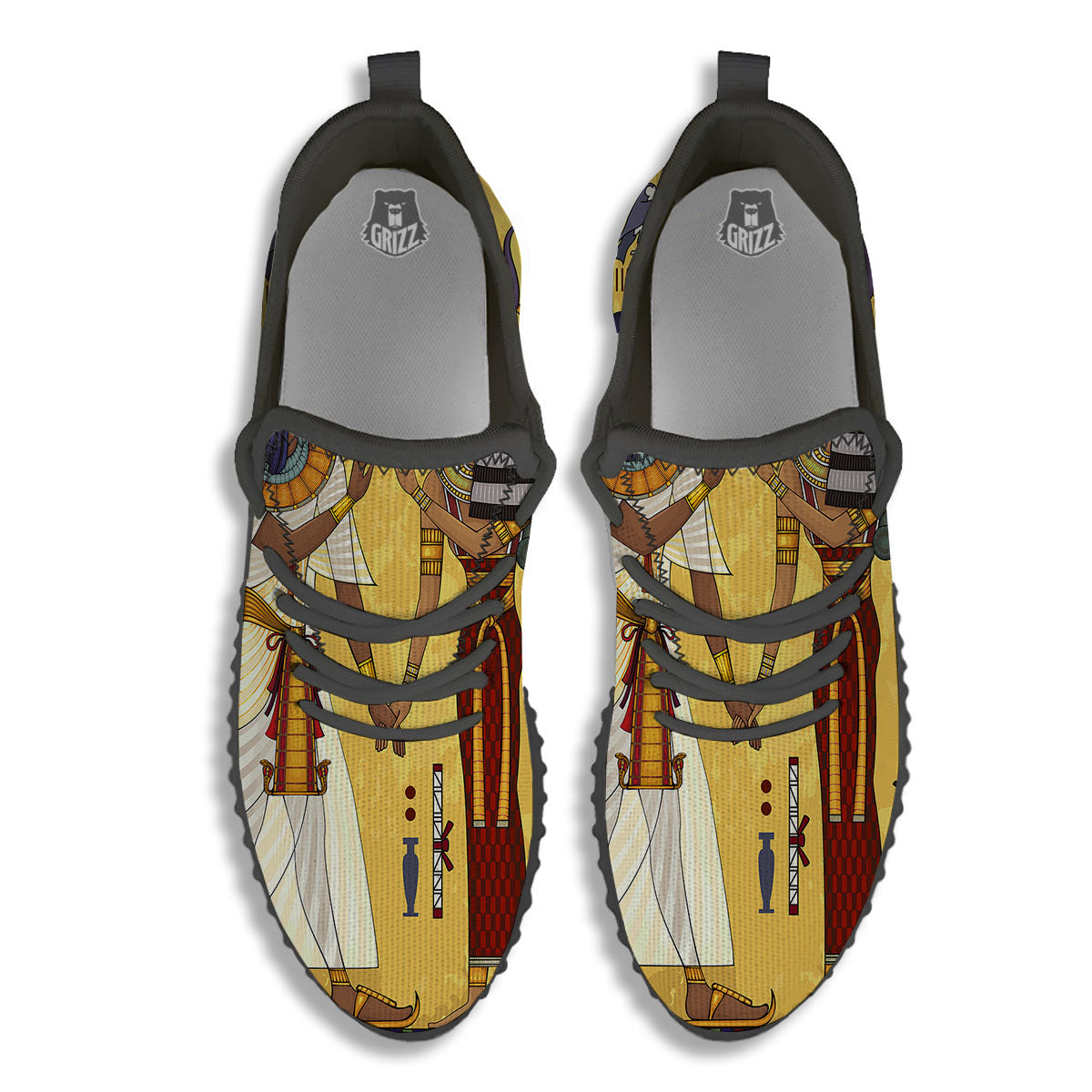 Hieroglyphs And Gods Egyptian Print Black Walking Shoes-grizzshop