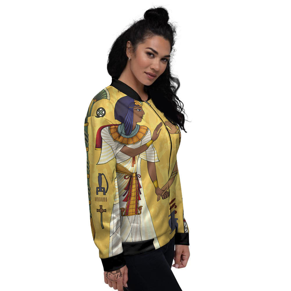 Hieroglyphs And Gods Egyptian Print Women's Bomber Jacket-grizzshop
