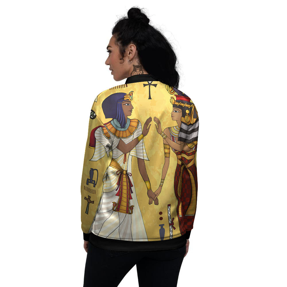 Hieroglyphs And Gods Egyptian Print Women's Bomber Jacket-grizzshop
