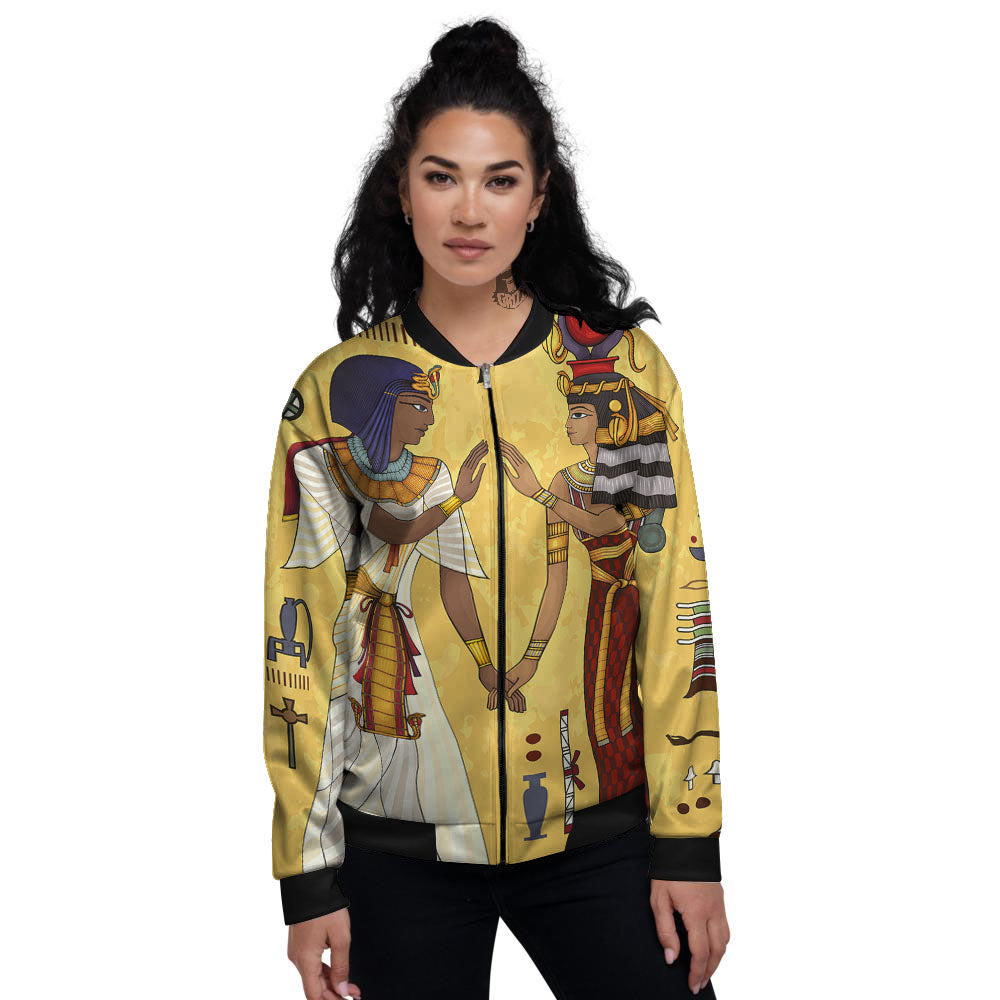 Hieroglyphs And Gods Egyptian Print Women's Bomber Jacket-grizzshop