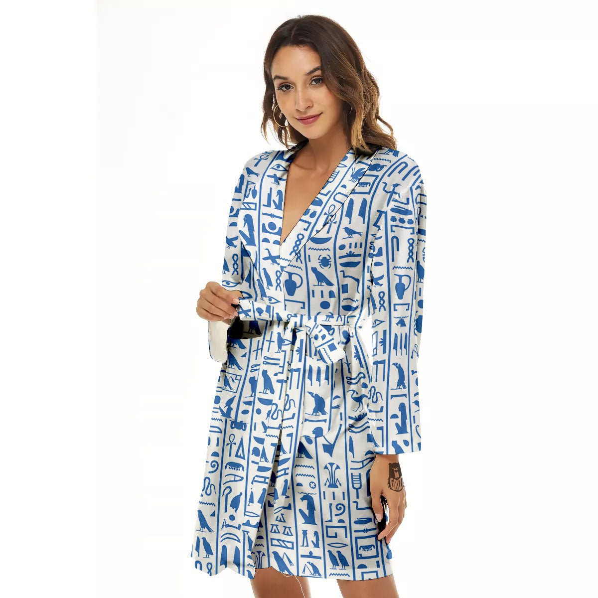 Hieroglyphs Egypt Print Pattern Women's Robe-grizzshop