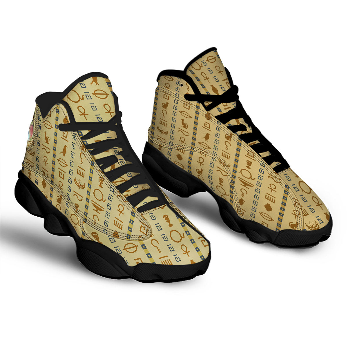 Hieroglyphs Egyptian Print Black Basketball Shoes-grizzshop