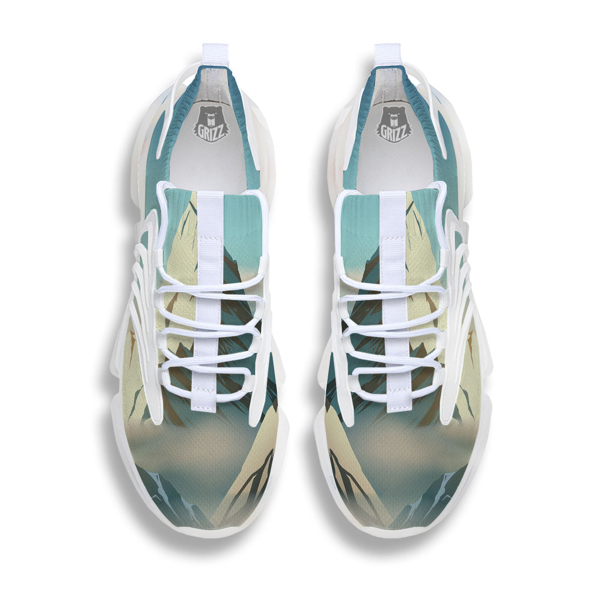 High Mountain Print White Gym Shoes-grizzshop
