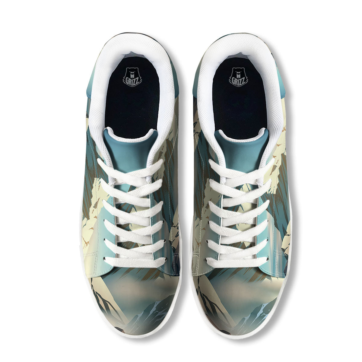High Mountain Print White Low Top Sneakers-grizzshop
