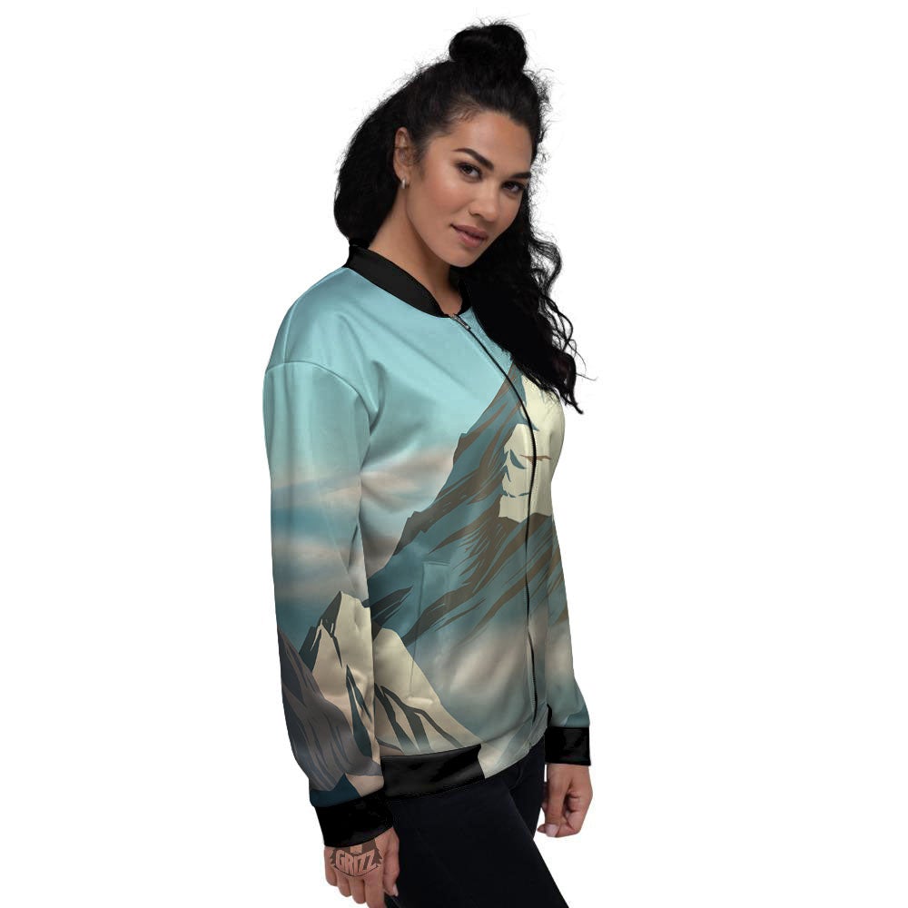 High Mountain Print Women's Bomber Jacket-grizzshop