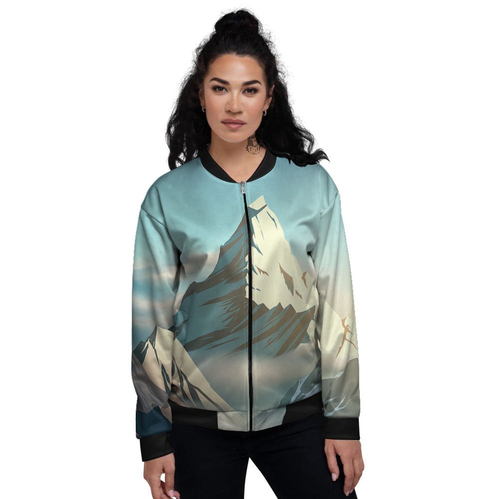 High Mountain Print Women's Bomber Jacket-grizzshop