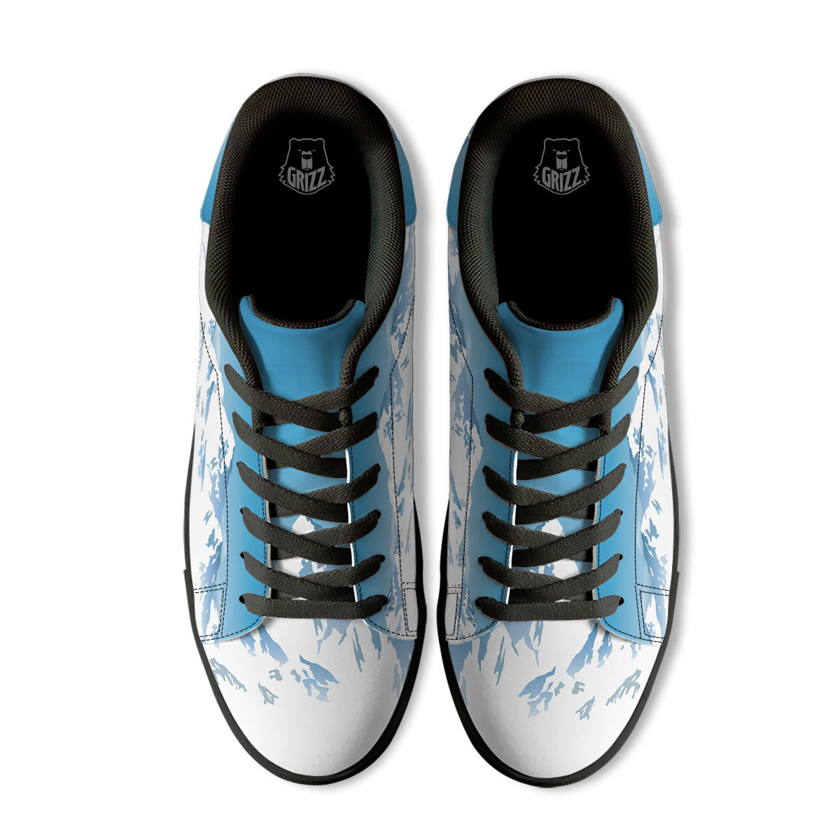 Himalaya Mountain Print Black Low Top Sneakers-grizzshop