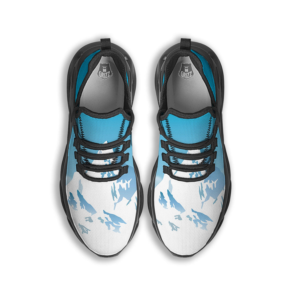 Himalaya Mountain Print Black Running Shoes-grizzshop