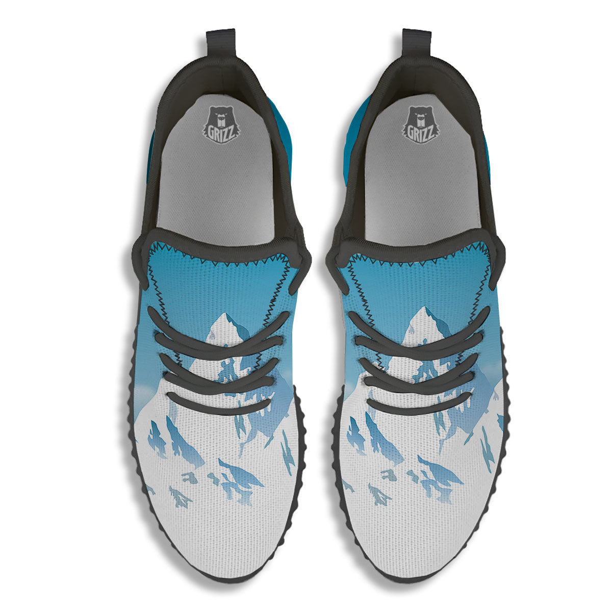 Himalaya Mountain Print Black Walking Shoes-grizzshop