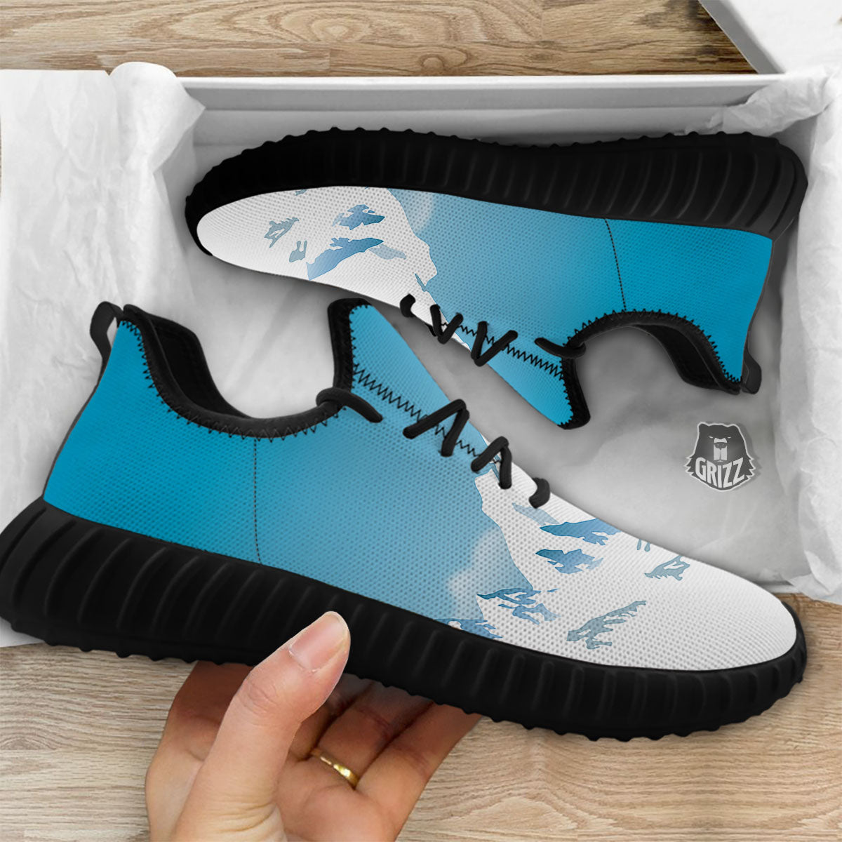 Himalaya Mountain Print Black Walking Shoes-grizzshop