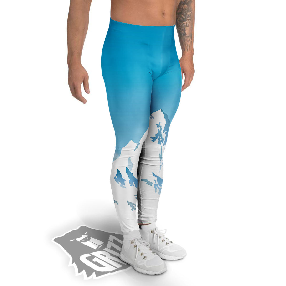 Himalaya Mountain Print Men's Leggings-grizzshop