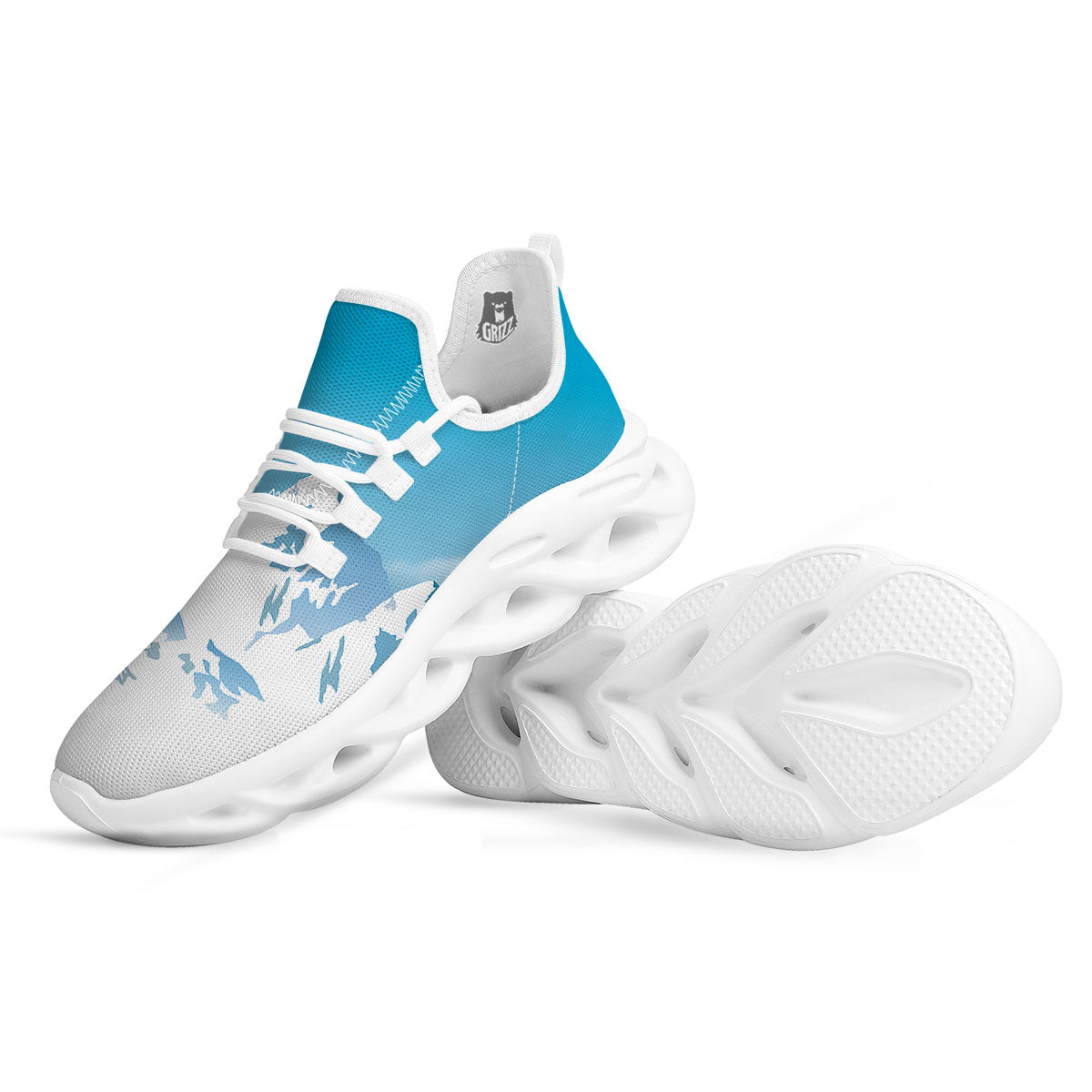 Himalaya Mountain Print White Running Shoes-grizzshop