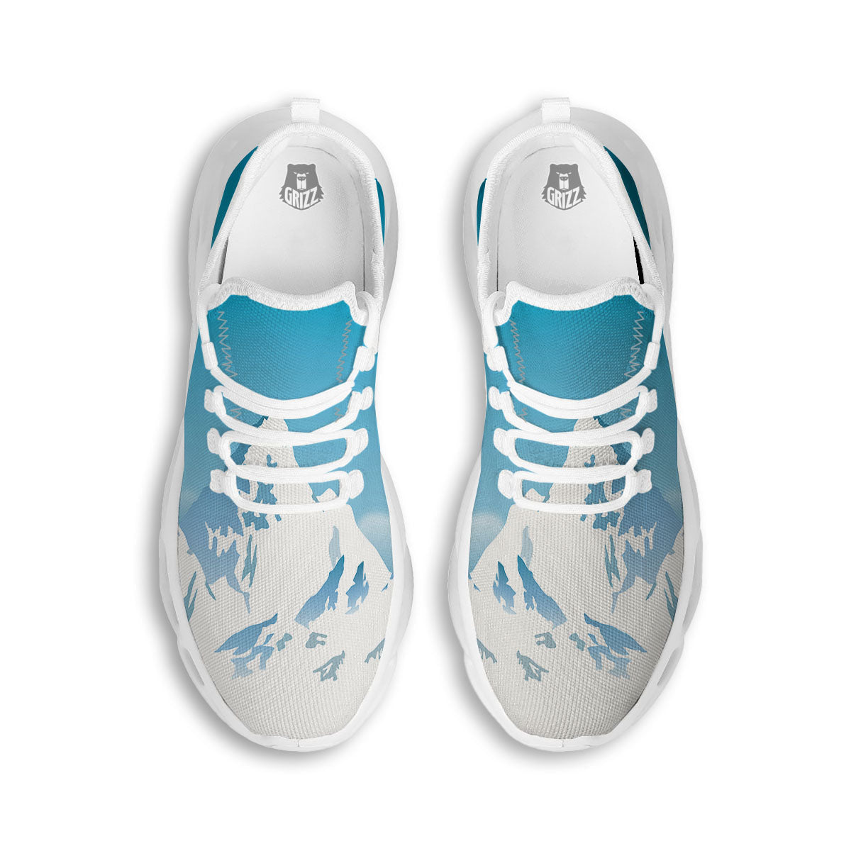 Himalaya Mountain Print White Running Shoes-grizzshop