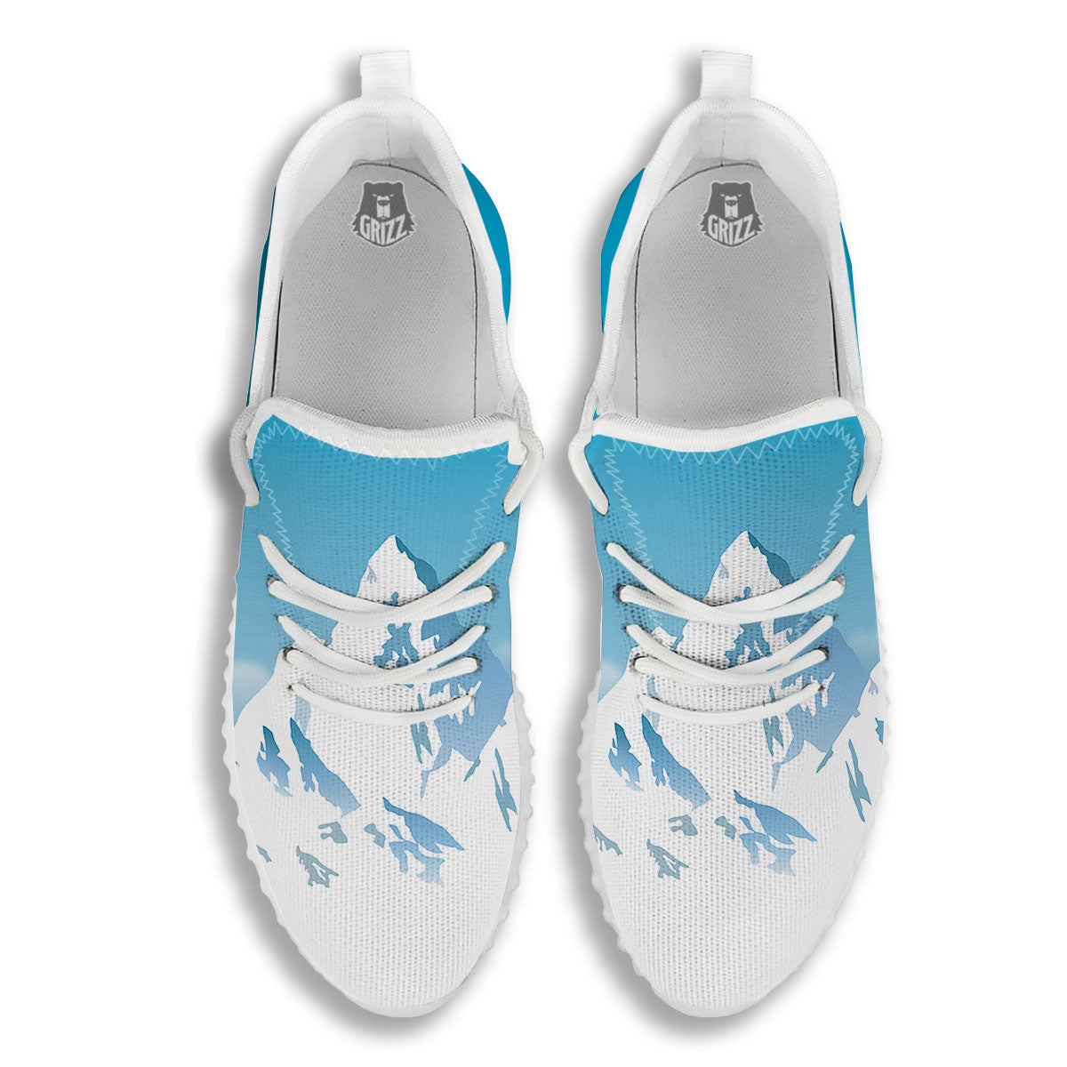 Himalaya Mountain Print White Walking Shoes-grizzshop