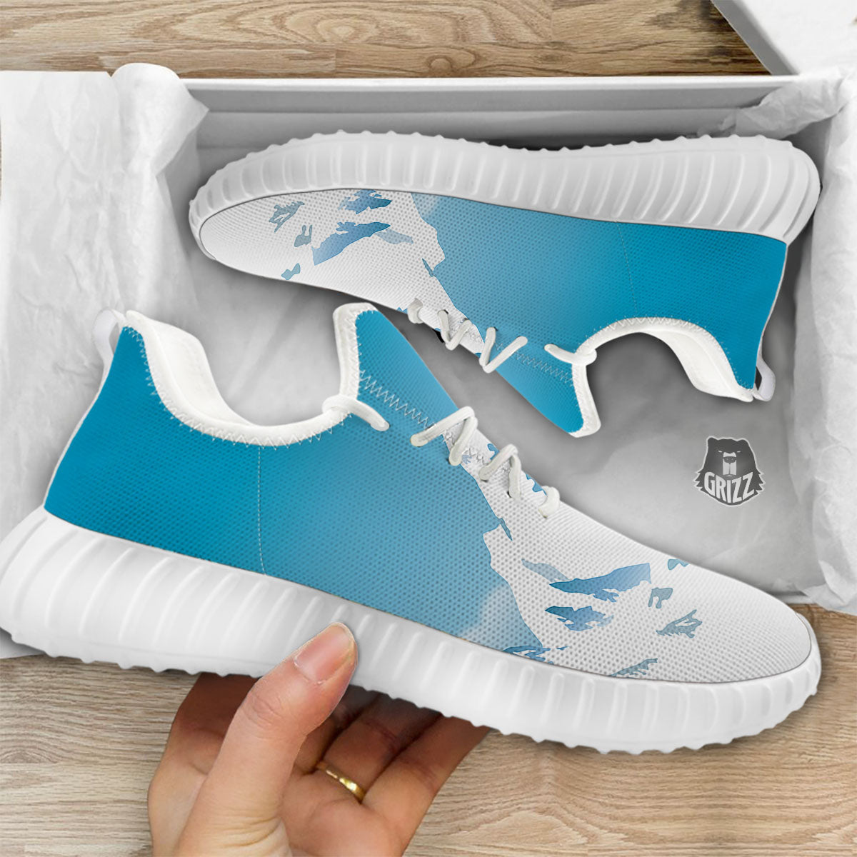 Himalaya Mountain Print White Walking Shoes-grizzshop