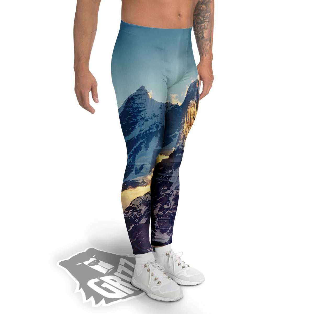 Himalayan Moutain Print Men's Leggings-grizzshop
