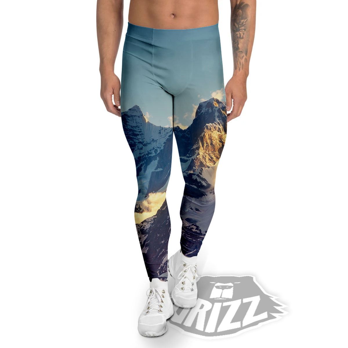 Himalayan Moutain Print Men's Leggings-grizzshop