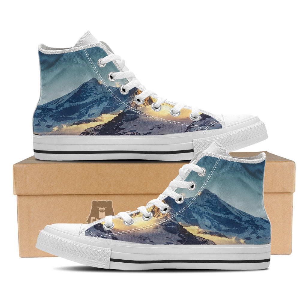 Himalayan Moutain Print White High Top Shoes-grizzshop