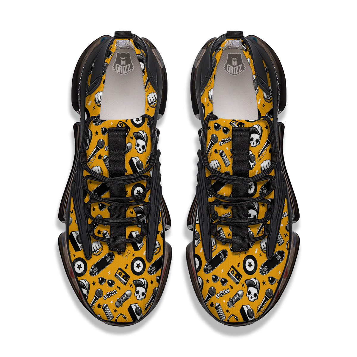 Hip Hop Equipment Print Pattern Black Gym Shoes-grizzshop