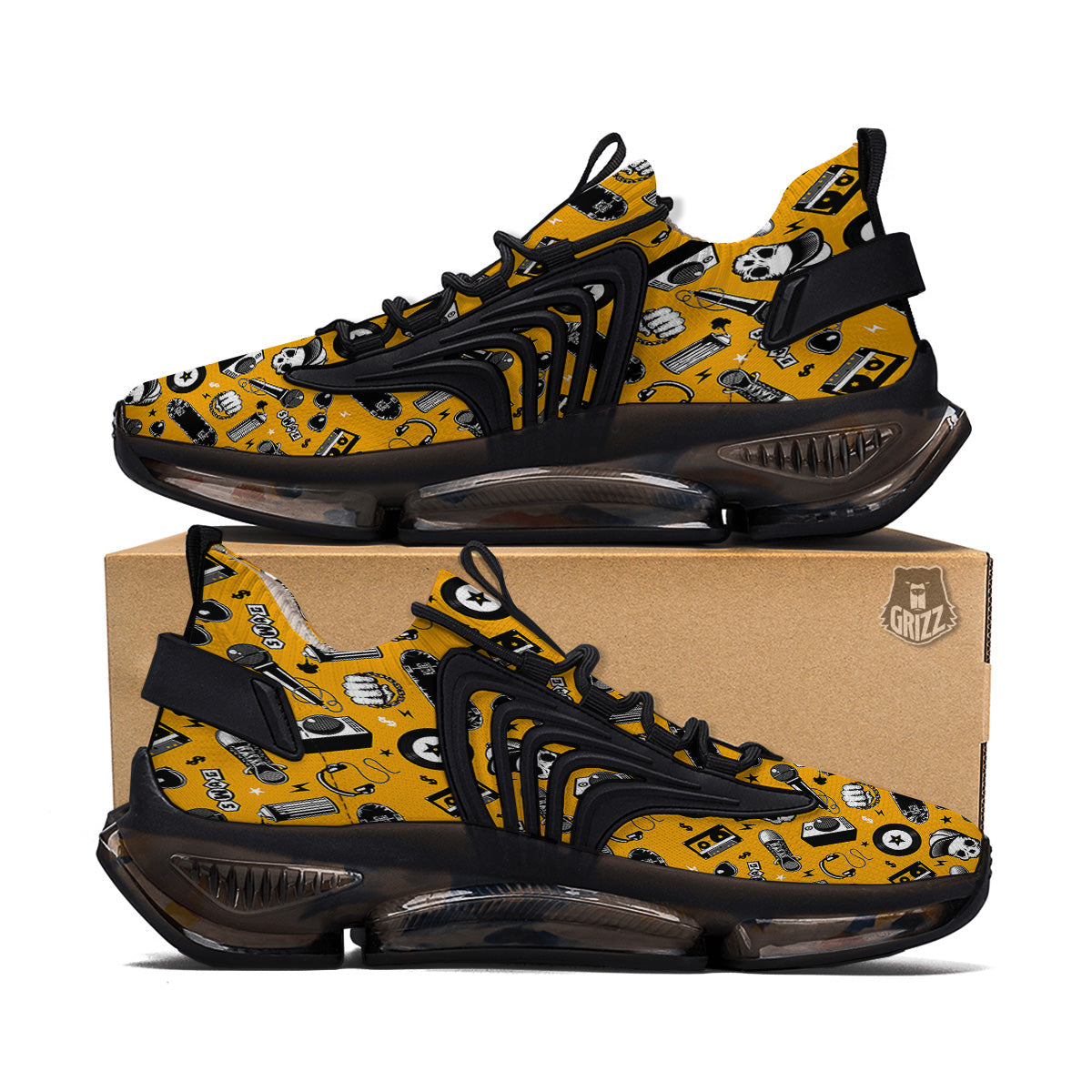 Hip Hop Equipment Print Pattern Black Gym Shoes-grizzshop