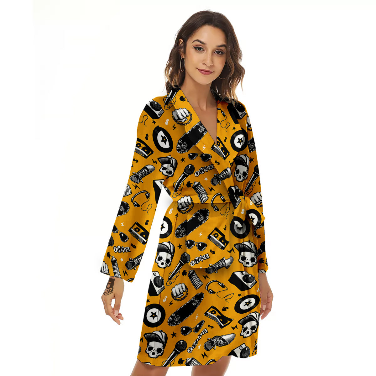 Hip Hop Equipment Print Pattern Women's Robe-grizzshop
