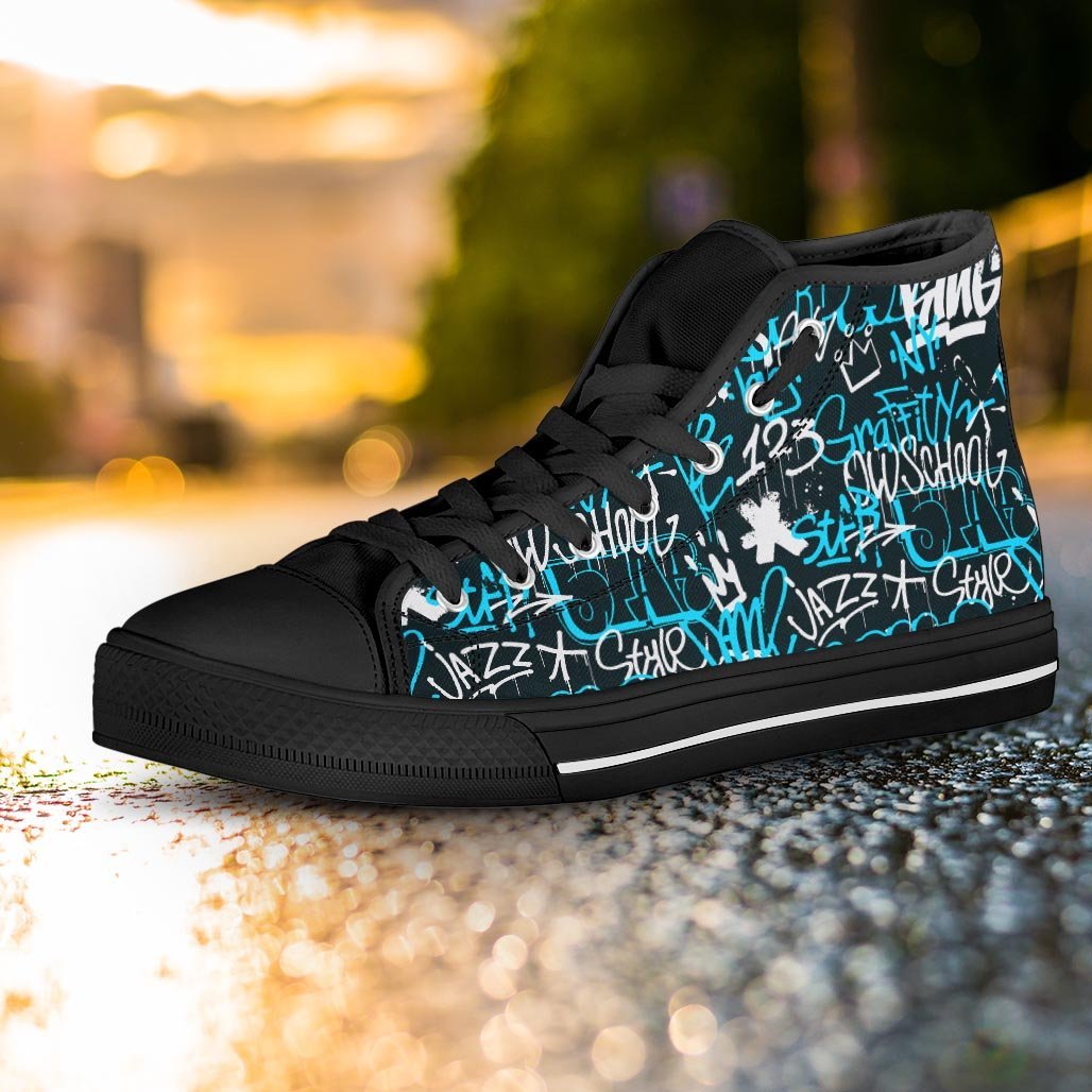 Hiphop Airbrush Print Women's High Top Shoes-grizzshop
