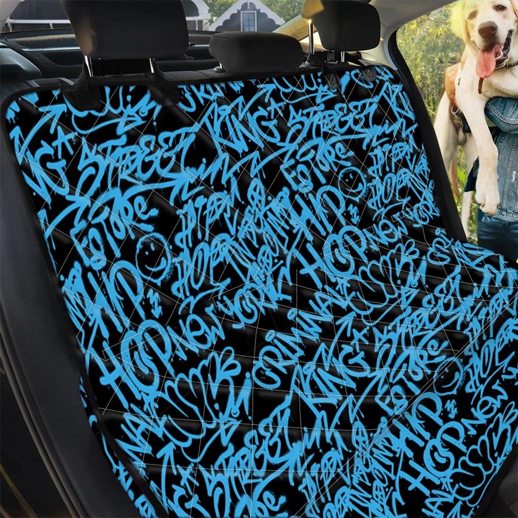 Hiphop Graffiti Blue Text Print Pet Car Seat Cover-grizzshop