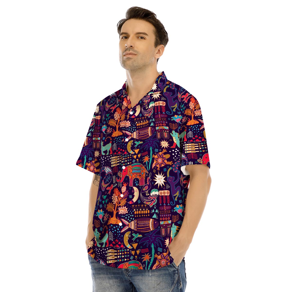 Hippie Aztec Men’s Hawaiian Shirt-grizzshop