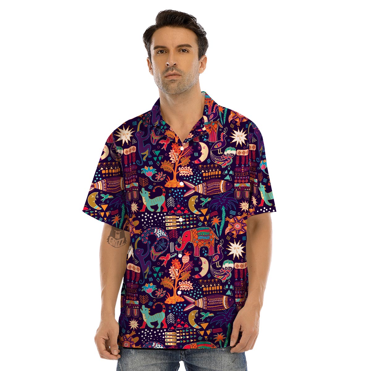 Hippie Aztec Men’s Hawaiian Shirt-grizzshop