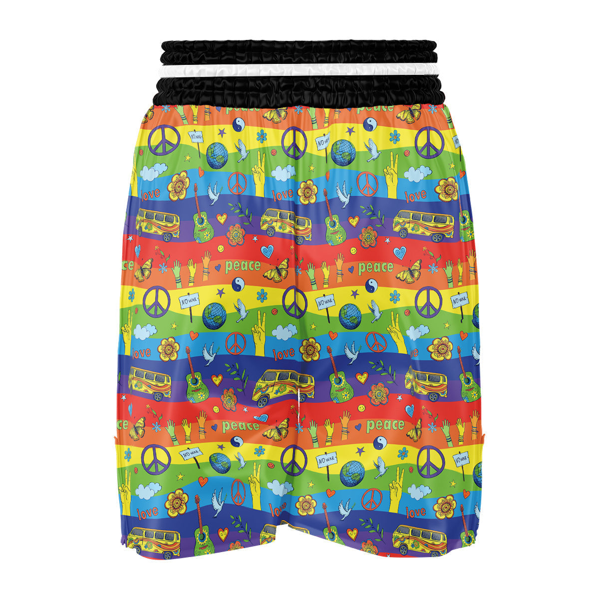 Hippie Drawing Psychedelic Wave Print Pattern Boxing Shorts-grizzshop