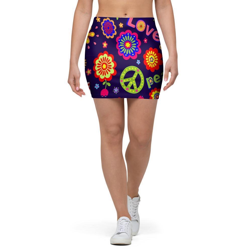 Hippie Floral Mini Skirt-grizzshop