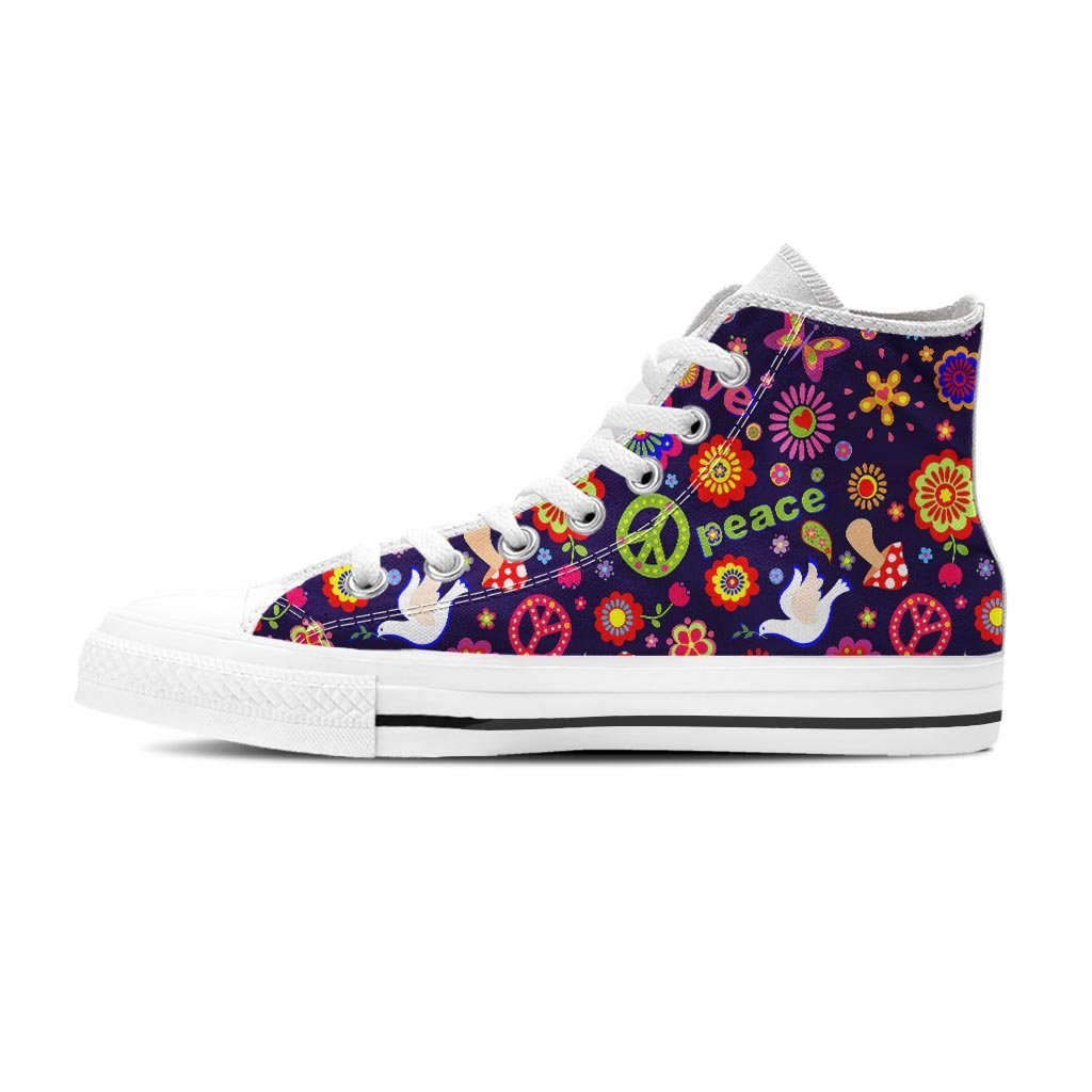 Hippie Floral Women's High Top Shoes-grizzshop