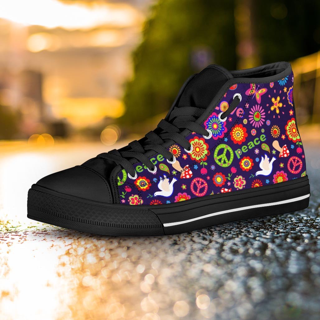 Hippie Floral Women's High Top Shoes-grizzshop